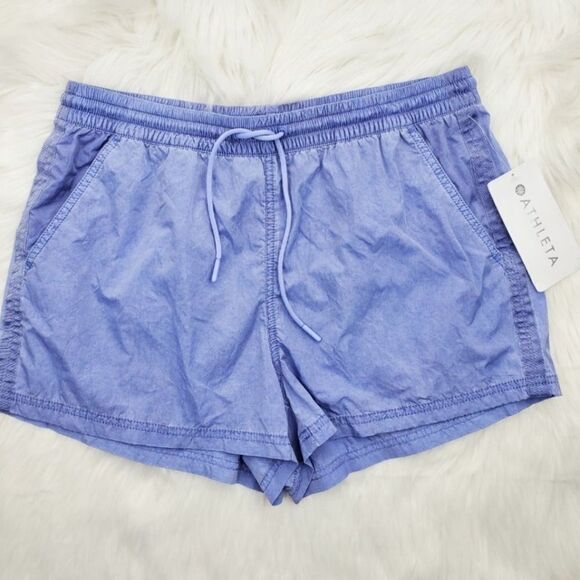 NWT Athleta Expedition Shorts Periwinkle Blue Tie waist with Pocket - Picture 1 of 6